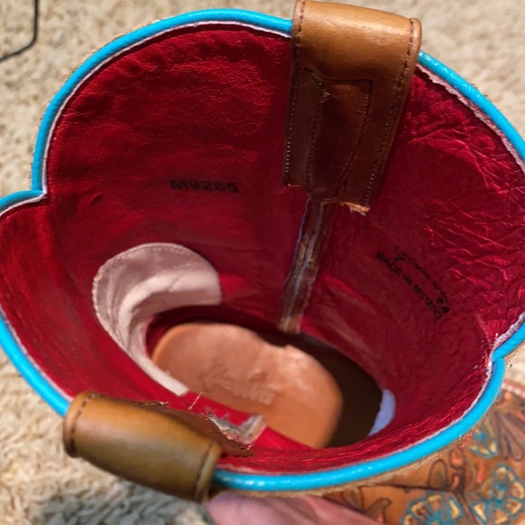 Macie Bean Western Cowboy Boots Turquoise Trim - Picture 11 of 13